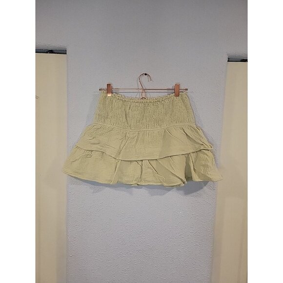 Heatherly Women's Cotton Smocked Waist Skirt Layered Gauzy Size Small - Picture 1 of 5